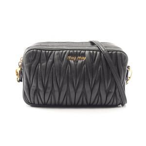 Miu Miu Matelasse Camera Bag Shoulder Leather Black